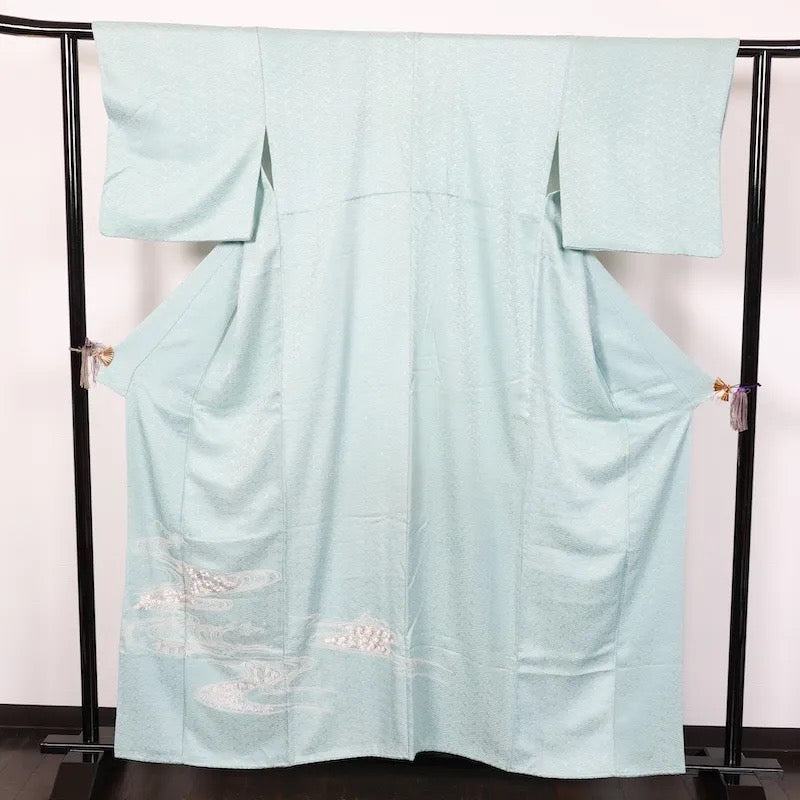 Japanese kimono used <Irotomesode> Msize silk 100% /T106