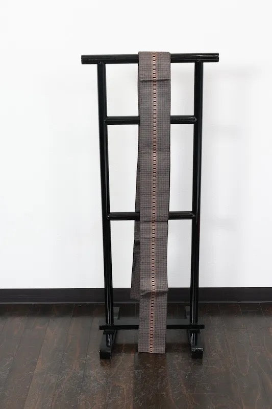 Men's Kaku-obi sash belt brown black pre-owned /Z15