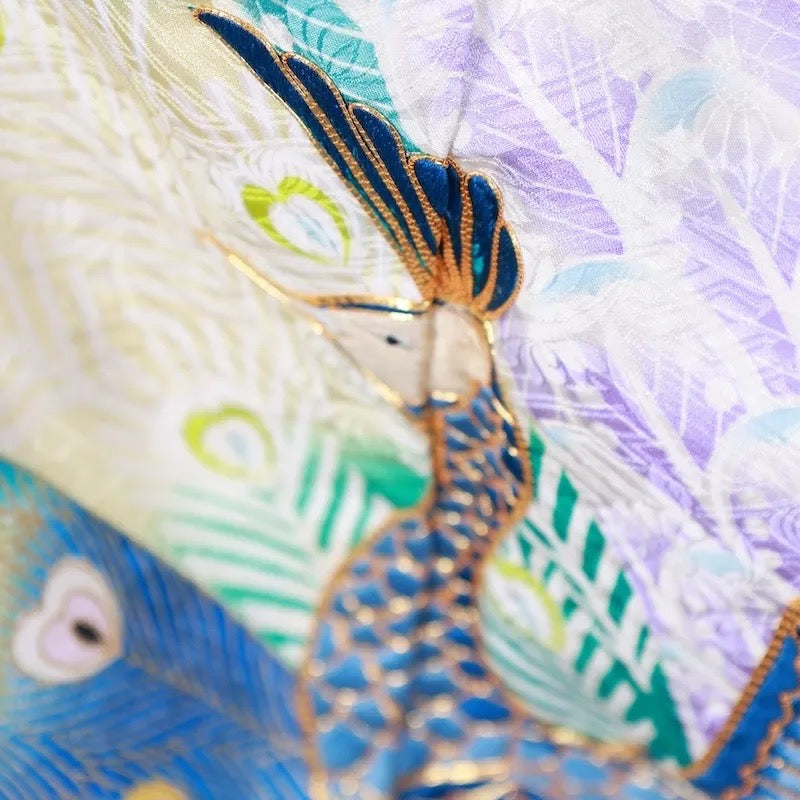Japanese kimono used <Furisode> L-size silk 100% /B739