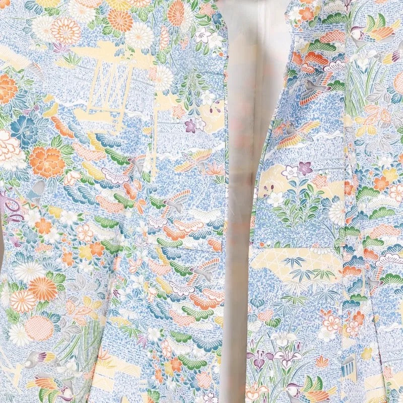 Japanese kimono used <houmongi> Msize silk 100% /T104