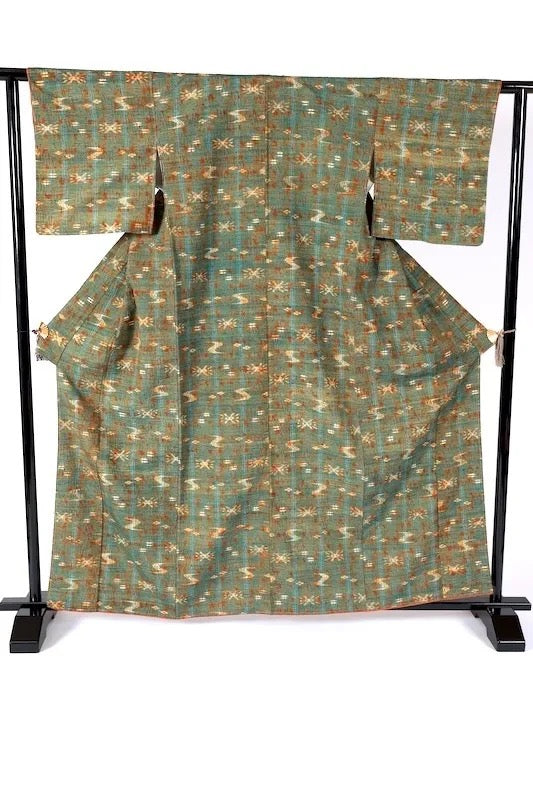 Japanese kimono Unused <Tsumugi> size L silk 100% /K299