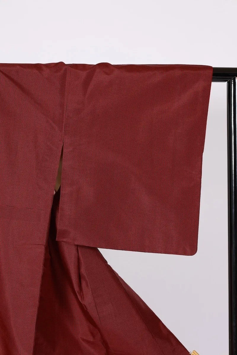 Japanese kimono used <Tsumugi> M-size silk 100% /B631