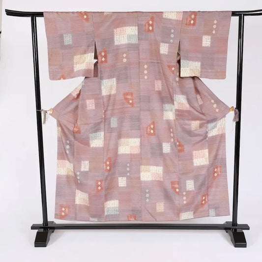 Japanese kimono used <Tsumugi> Msize silk 100% /K390