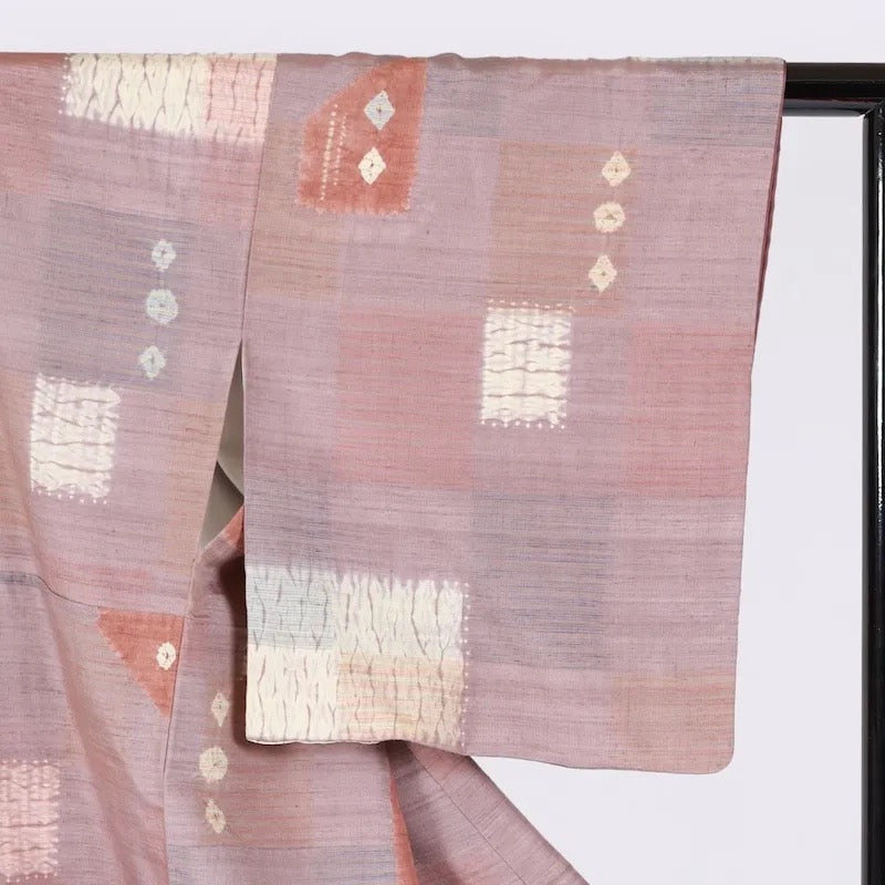 Japanese kimono used <Tsumugi> Msize silk 100% /K390