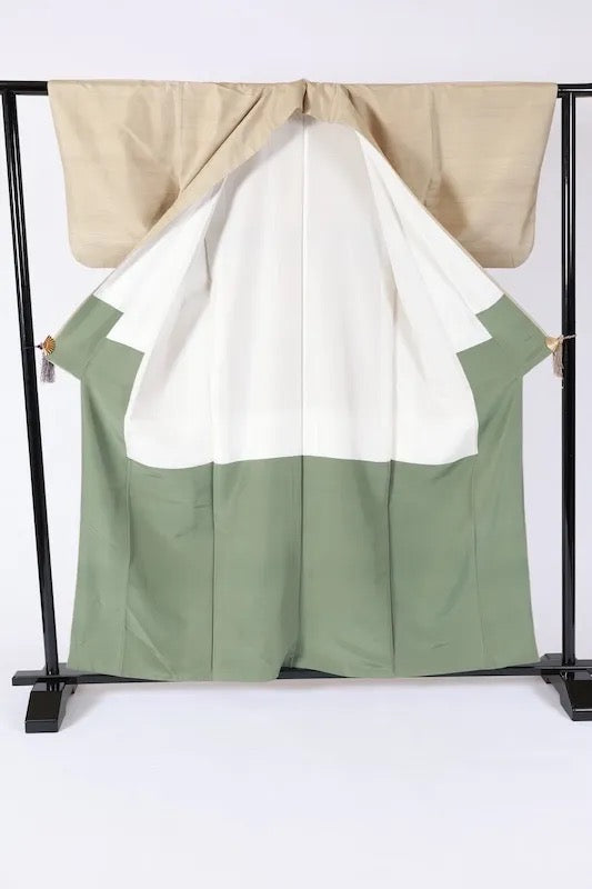 Japanese kimono Unused <Tsumugi> size L silk 100% /K