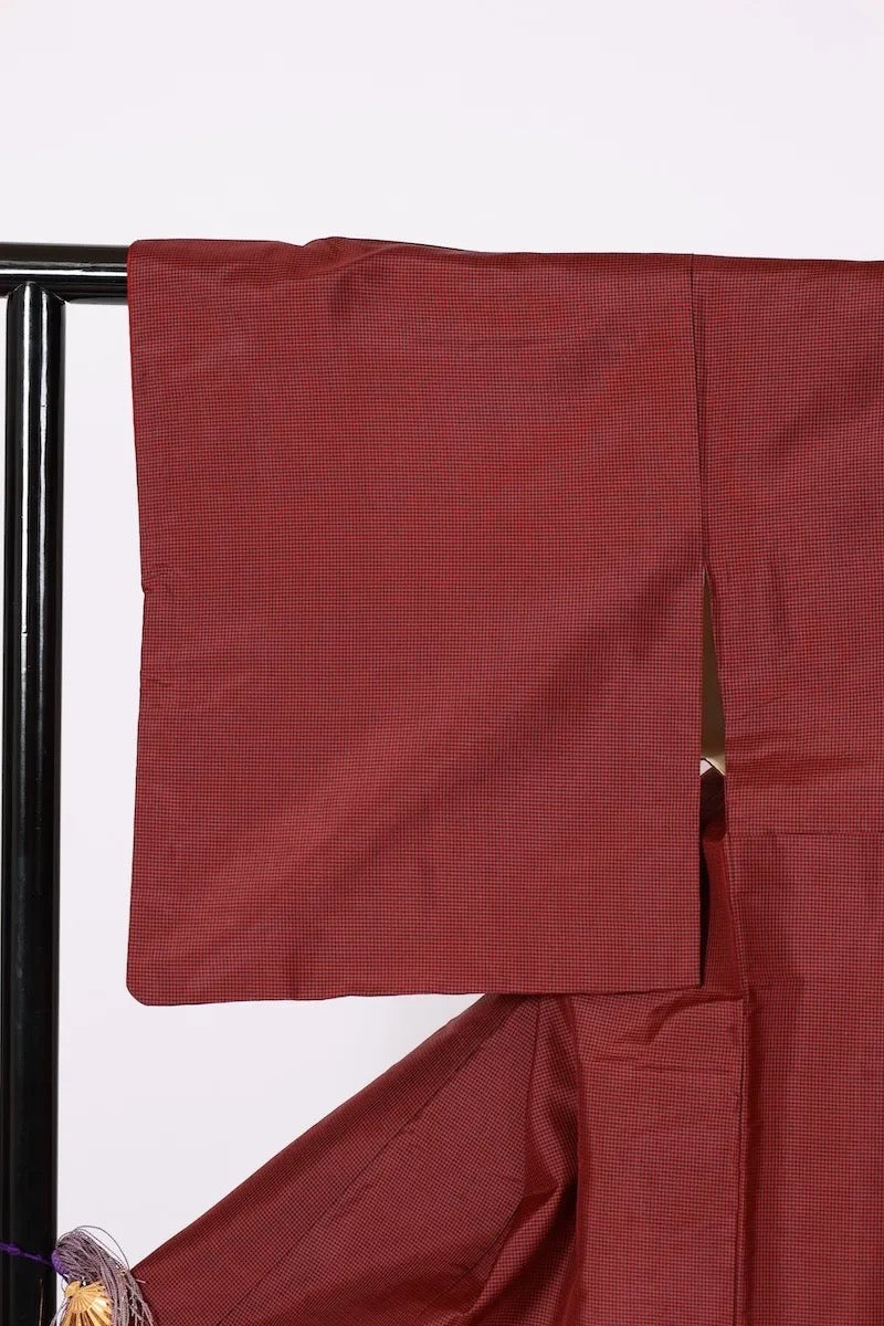 Japanese kimono used <Tsumugi> M-size silk 100% /B631