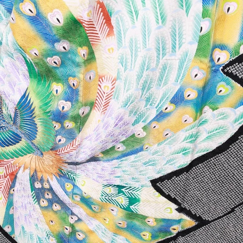 Japanese kimono used <Furisode> L-size silk 100% /B739