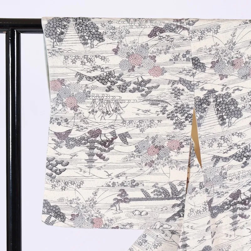 Japanease kimono used(komon)sizeLsilk100%/K392