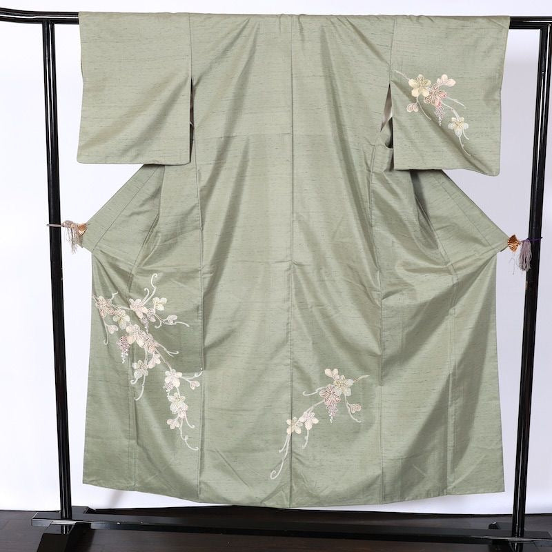 Japanese kimono used <Tsukesage Tsumugi> Msize silk 100% /k89