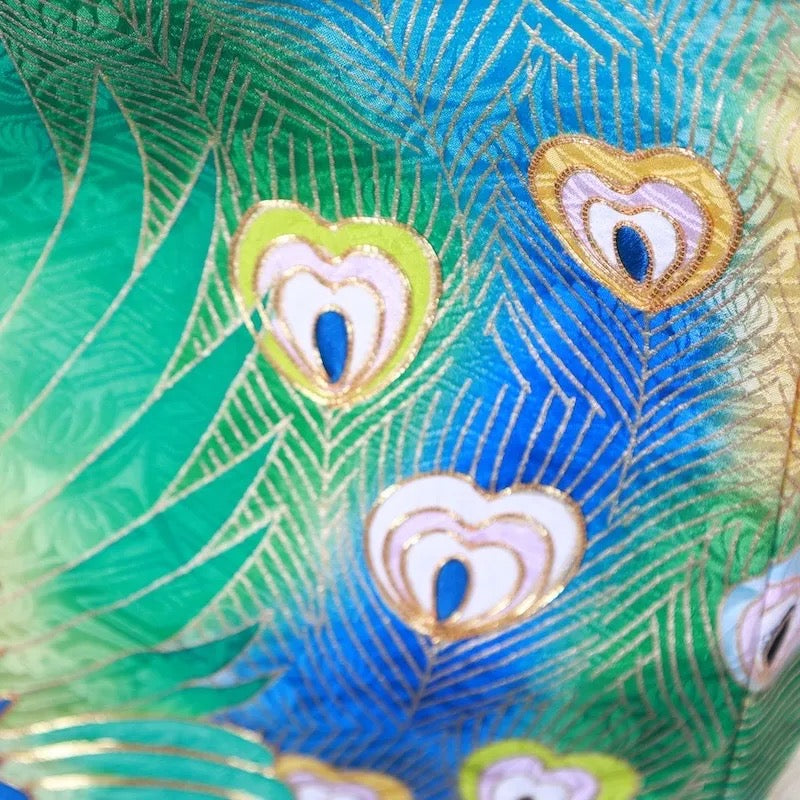 Japanese kimono used <Furisode> L-size silk 100% /B739