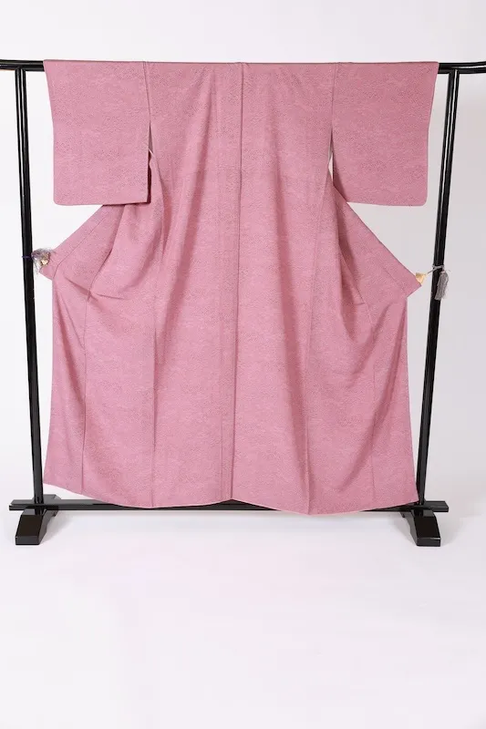 Edo Komon (used kimono fabric), purple and pink, floral and sharkskin pattern, tool carving, cone carving, B1374