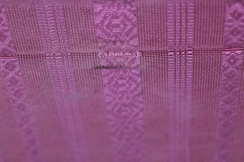 Summer Hakata Nagoya obi used, sheer fabric, shades of purple, Kenjo pattern, L17