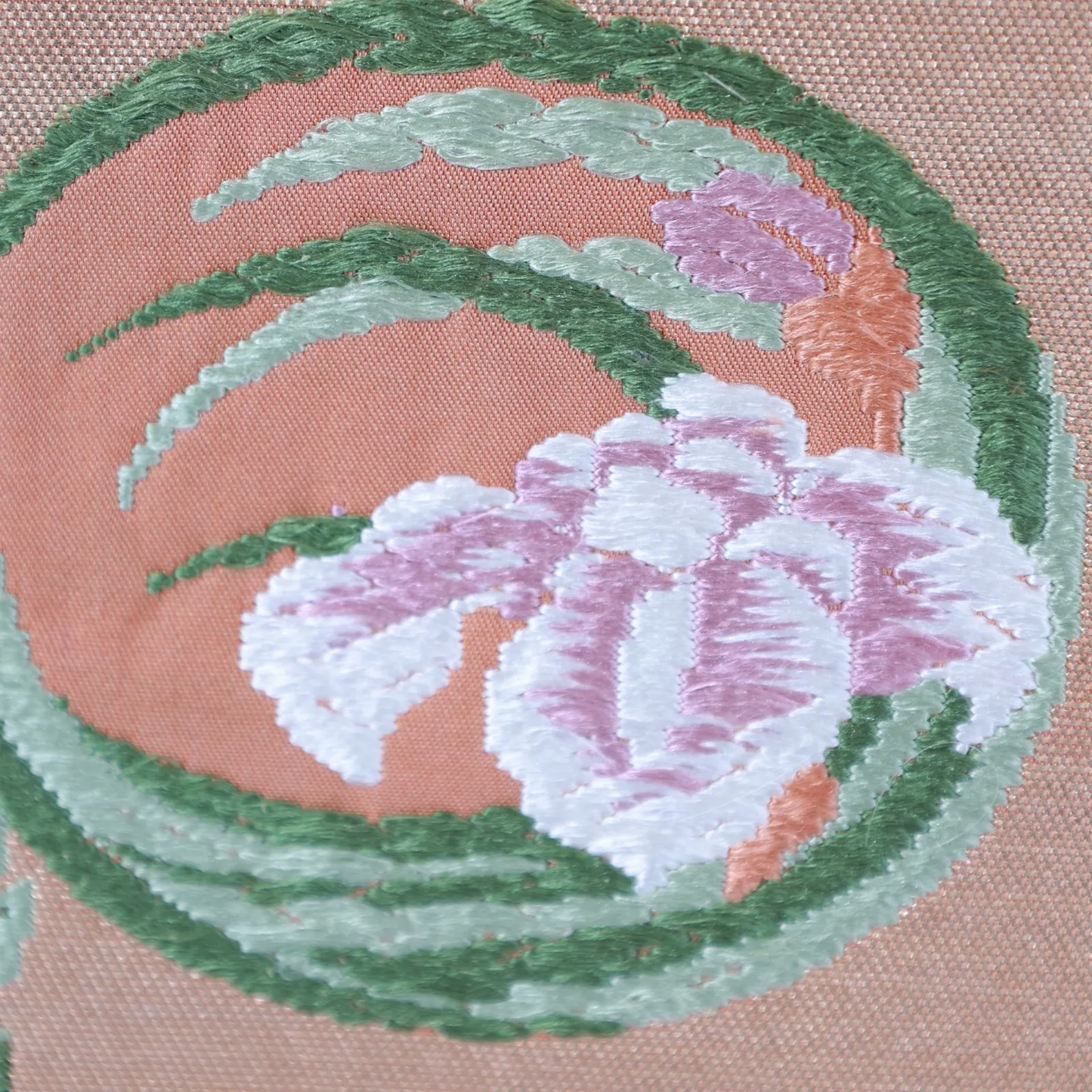 Fukuro Obi used(formal sash), Saga Nishiki, Karaori weave, Gold, Green, Blue-gray, Purple, Rust-red, White, V30