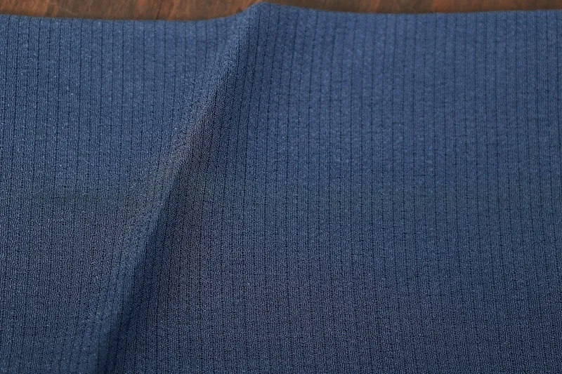 Summer used kimono silk crepe fabric, indigo, Kaga Yuzen dyeing, by Kozo Shirasaka, R15