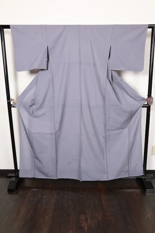 Summer Komon (used kimono fabric), Nishijin weave, gray, bamboo leaf pattern, R17