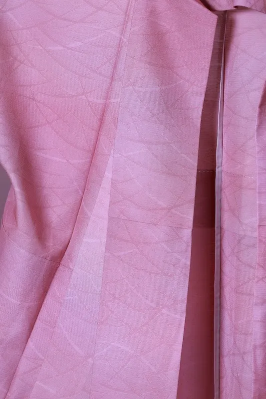 Summer used kimono, Nishijin weave, shades of coral, dewdrop grass pattern, R71
