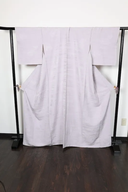 Japan kimono, brand new, unused, grayish-purple, continuous pattern, R93