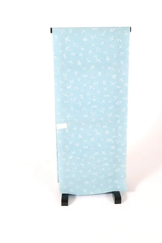 Summer kimono fabric, brand new, unstitched, sheer fabric, light blue and light purple, small floral pattern, J35