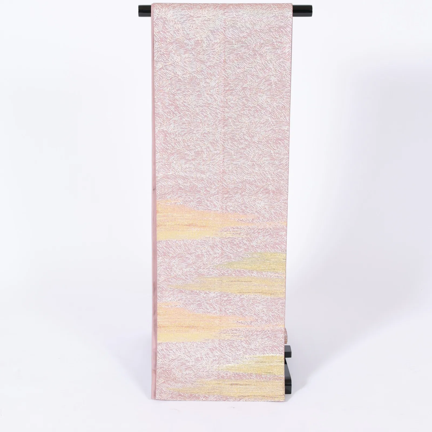 Fukuro Obi used (formal sash) - Wave pattern, mist, gold, rusty red, purple, silver - V28