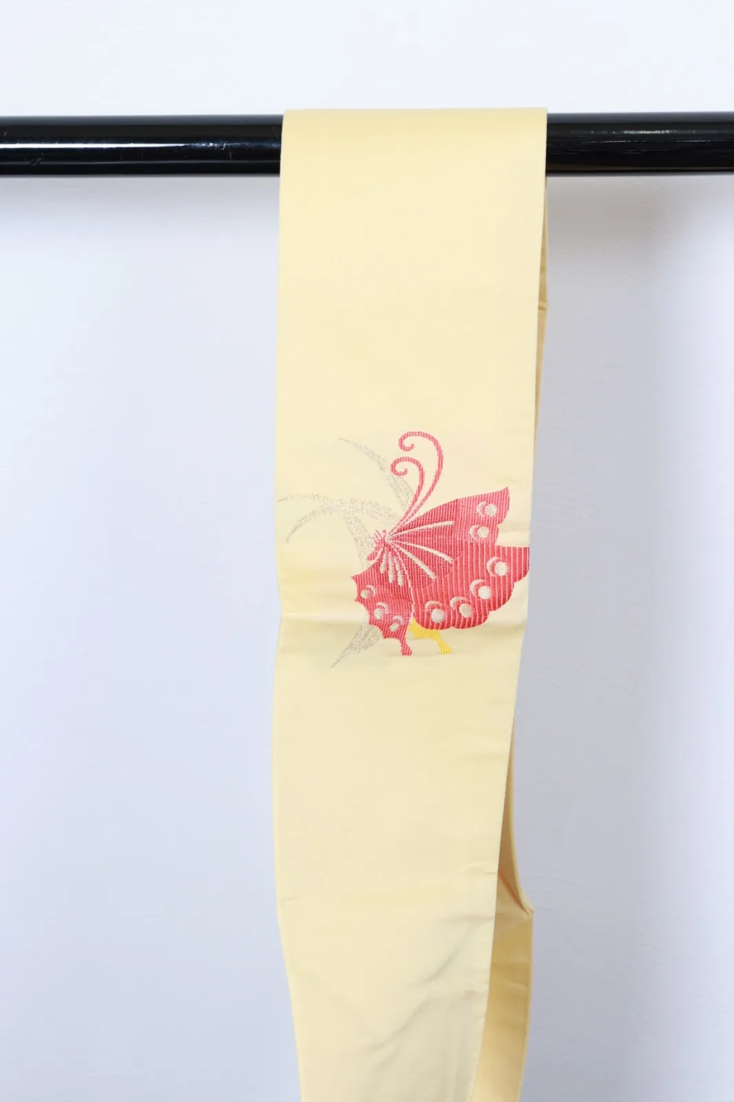Nagoya Obi – Lemon Yellow, Red, Yellow, White, Gold, Silver – Butterflies – R114