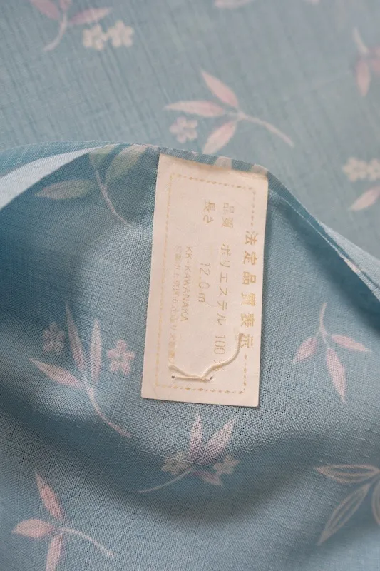 Summer kimono fabric, brand new, unstitched, sheer fabric, light blue and light purple, small floral pattern, J35