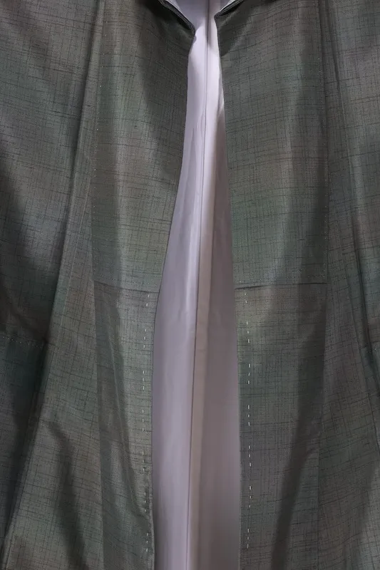 Oni-Tsumugi(Japan used kimono) – Shades of Green – Hand-woven – K317