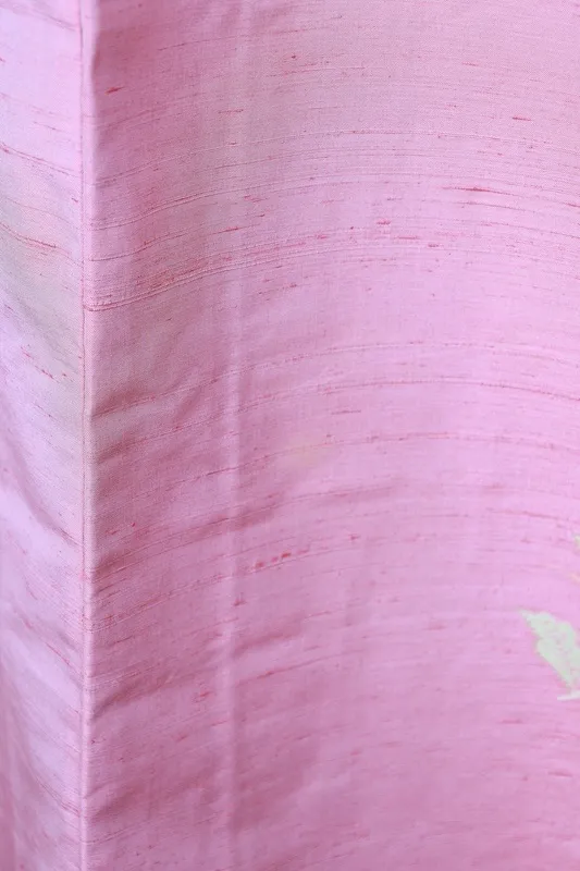 Japan used kimono(Tsumugi silk fabric), pink, yellow, green, floral pattern, handwoven, R199