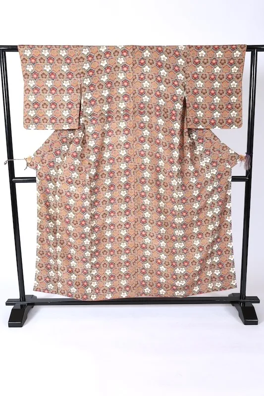 Japan used Kimono – Deep Green, Ochre, Indigo, Brown – Floral Pattern – J35