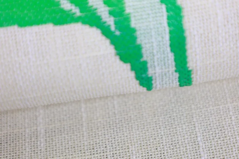 Summer Nagoya Obi(used sash)– Ecru, Sheer Gauze (Sha) Weave – Green & Red R42