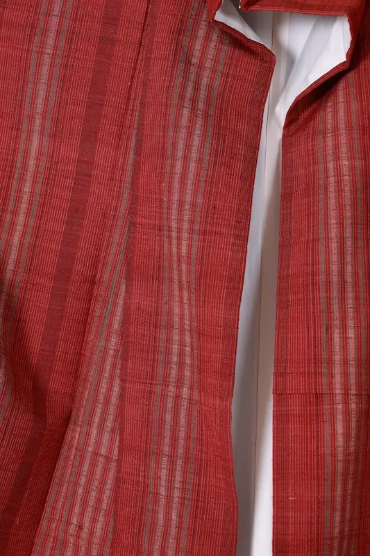Gujo Tsumugi(Japan Pre-loved kimono) – Red, Green, Wine,Hand-woven – LL39