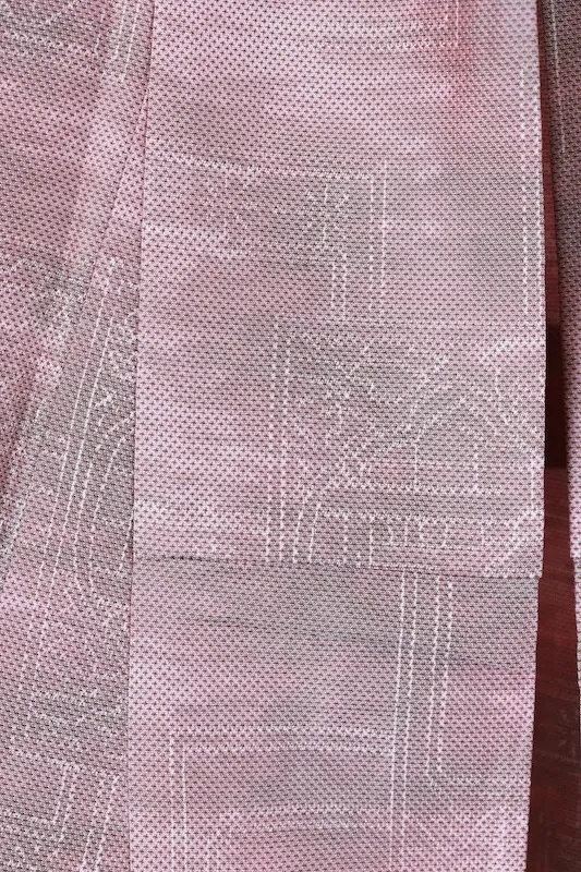 Tsumugi silk(Japan Pre-loved kimono); pale purple, gray, and white(A073)
