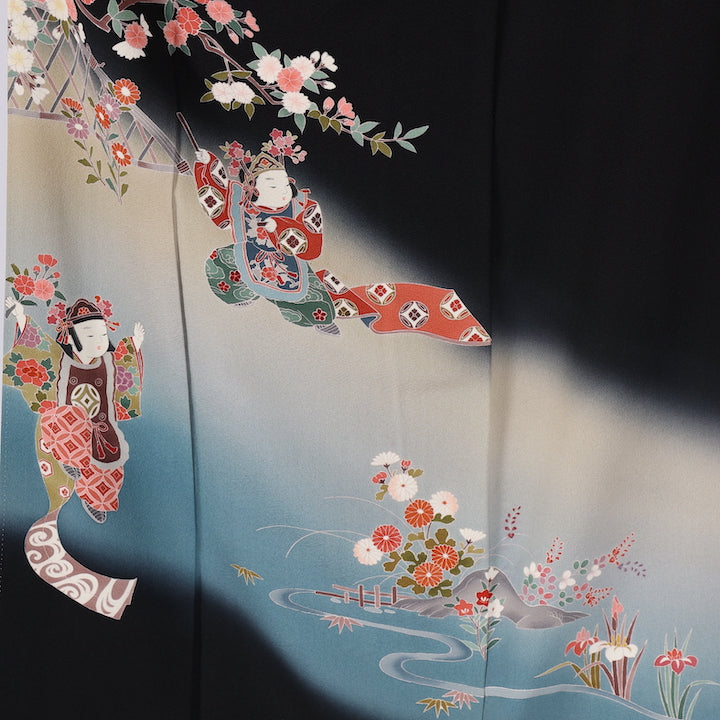 Japanese kimono (Kurotomesode) M-size 100% silk / 520