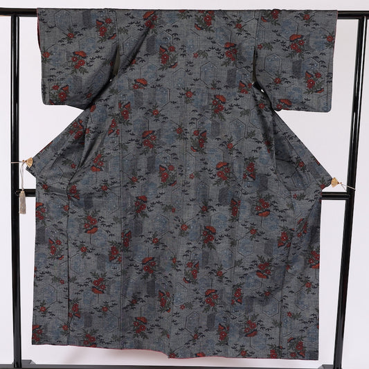 Japanese kimono (Tsumugi) M-size 100% silk / 533