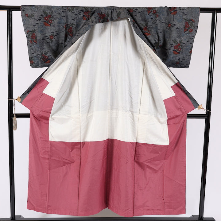 Japanese kimono (Tsumugi) M-size 100% silk / 533