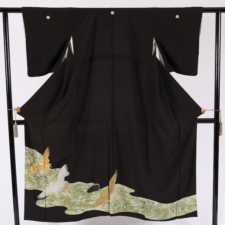 Japanese kimono (Kurotomesode) S-size 100% silk / 537