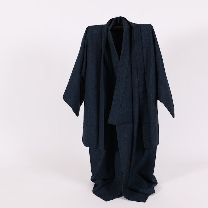 Japanese men’s kimono, jacket 2 piece set S-size wool / 544