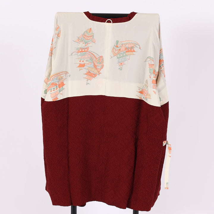 Vintage Japanese kimono Coat (Michiyuki) M-size 100% silk / 553