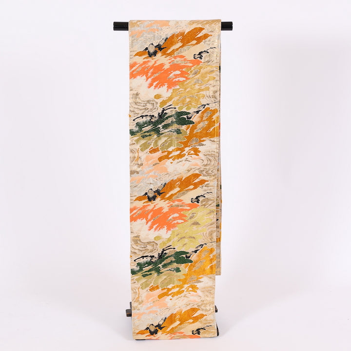 Vintage Japanese kimono sash belt (Maru-obi) 100% silk / 567