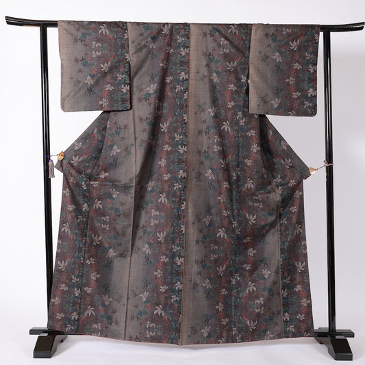 Used kimono (Tsumugi) L-size 100% silk / 1085