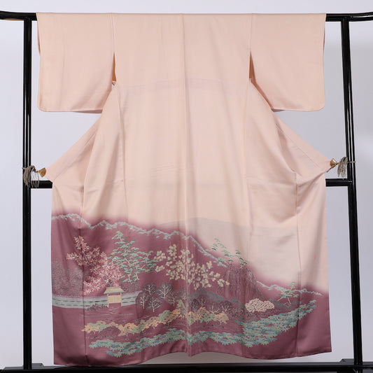 Japanese kimono (Irotomesode) M-size 100% silk / 631