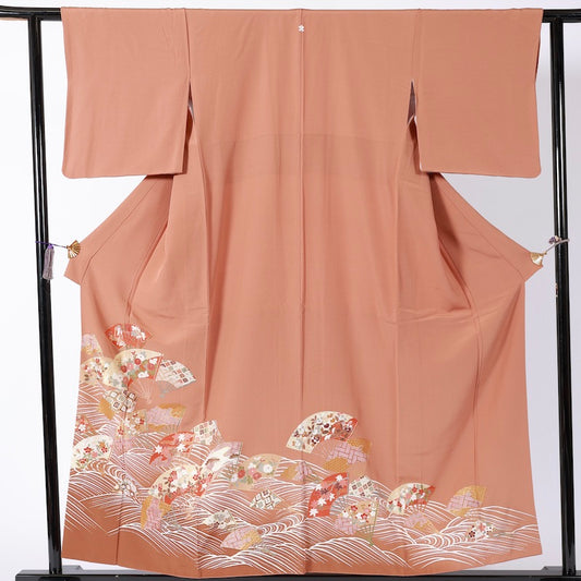Used kimono (Irotomesode) M-size 100% silk / 1090