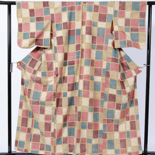Used kimono (Tsumugi) L-size silk・osmund / 1112