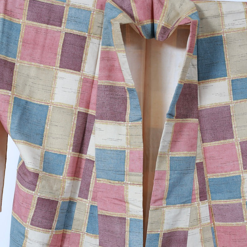 Used kimono (Tsumugi) L-size silk・osmund / 1112