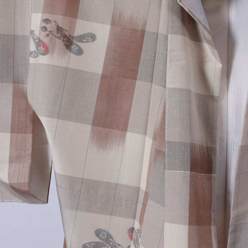 Used kimono (Tsumugi) L-size 100% silk / 1122