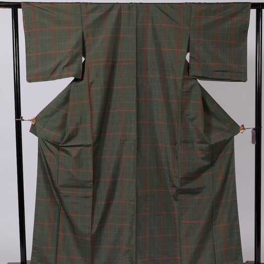 Used kimono (Tsumugi) L-size 100% silk / 1125