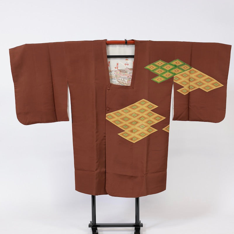 Used kimono coat (Michiyuki coat) M-size 100% silk /1136