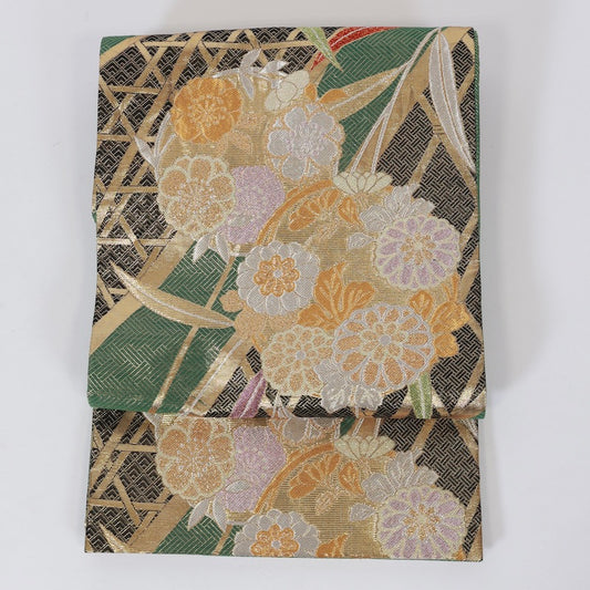 Used kimono sash belt (Hukuro-obi) 100% silk / 1143