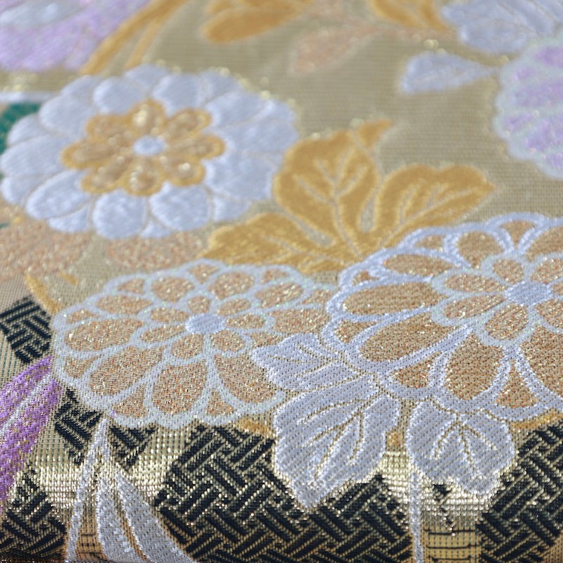 Used kimono sash belt (Hukuro-obi) 100% silk / 1143