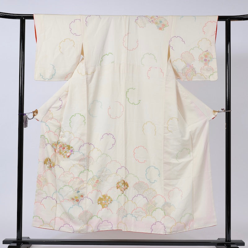 Used kimono (Houmongi) M-size 100% silk /1147