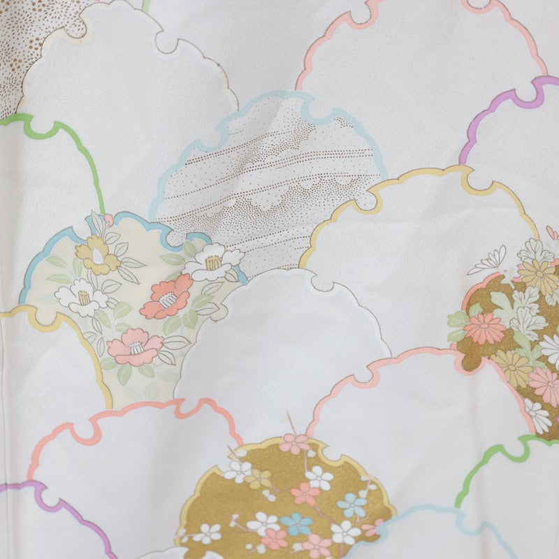 Used kimono (Houmongi) M-size 100% silk /1147